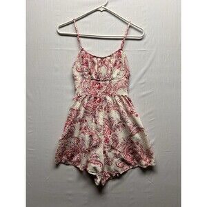 Ci Sono Romper Women’s Small Spaghetti Strap Floral Paisley Open Back Pockets